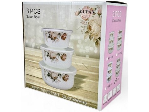 Zestaw 3 misek szklanych z pokrywkami 3w1 misa1615