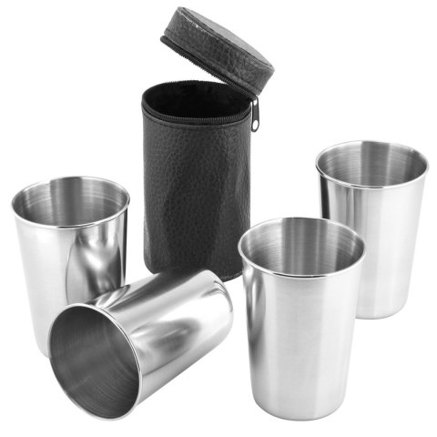 Zestaw 4 kubków ze stali nierdzewnej 150ml w etui