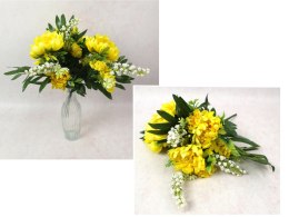 Bukiet CHRYZANTEMA z dodatkami wys. 40 cm, 9 łodyg (12 kwiatów 9-3 cm) ŻÓŁTA MH-001B