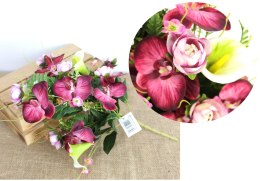 Bukiet mieszany STORCZYK, KALIA wys. 47 cm 9 łodyg (kwiaty 2,5-10 cm) RÓŻOWY cieniowany MZ-310C