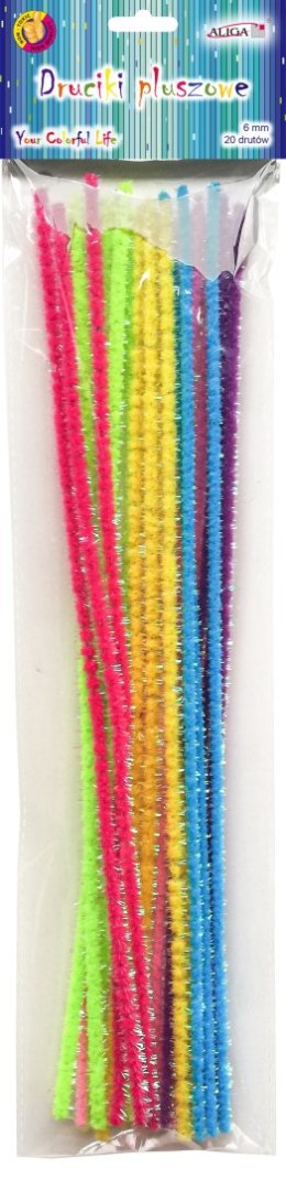 Druty druciki pluszowe kreatywne mix kolorów opalizujących 20szt. DP-6488
