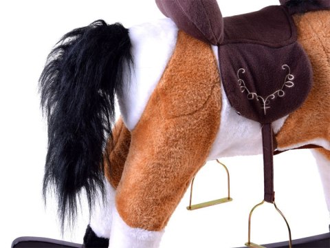 Duży konik beżowy koń na biegunach rży + ruchomy ogon i pysk ZA0052JA