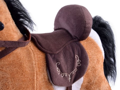 Duży konik beżowy koń na biegunach rży + ruchomy ogon i pysk ZA0052JA