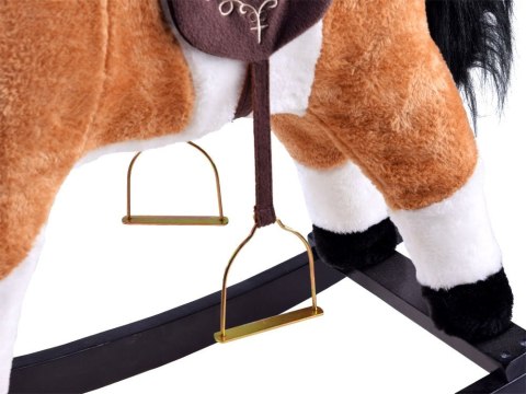 Duży konik beżowy koń na biegunach rży + ruchomy ogon i pysk ZA0052JA