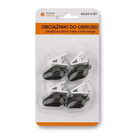 Dyskretne i wyposażone w praktyczne klipsy ciężarki do obrusu 4szt.