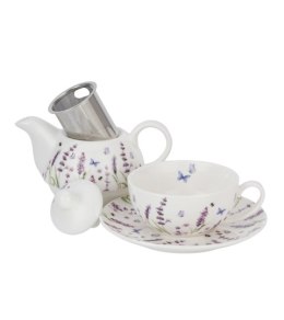 Filiżanka z dzbankiem z zaparzaczem ze stali nierdzewnej CLASSIC LAVENDER