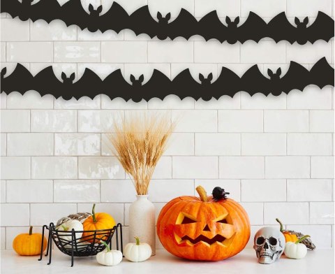 Girlanda papierowa Nietoperze, czarna, 10.5 x 25 x 300 cm PF-GNIE