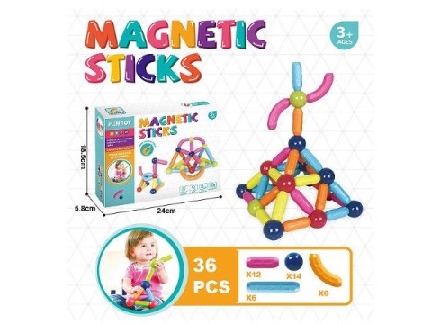 Klocki magnetyczne 36el. 24 x 18,5 x 6 cm BKLO6492