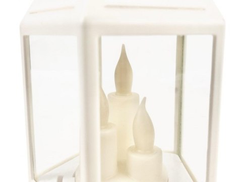 Lampion led z kloszem i świeczką 21cm 7401