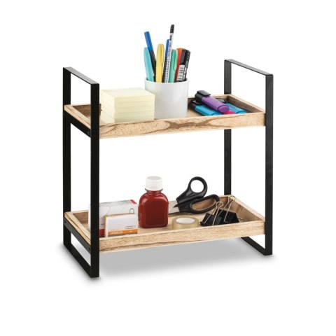 Mały regał z dwoma półkami z drewna paulownia - półki do kuchni i nie tylko 2-poziomy 34 x 18 x 34 cm