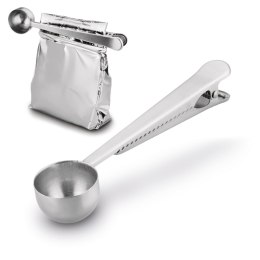 Miarka łyżeczka do kawy i herbaty z klipsem nierdzewna srebrna
