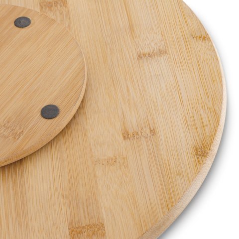 Okrągła deska do przystawek pizzy lub ciasta do serwowania obrotowa bambusowa 35 x 2,5 cm