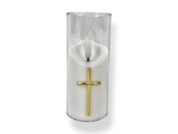 Świeczka led wkład do zniczy 12,5cm z krzyżem 7093
