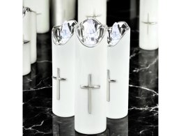 Świeczka led / wkład do zniczy 15cm z krzyżem