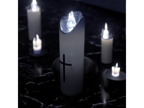 Świeczka led / wkład do zniczy 15cm z krzyżem