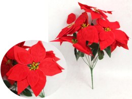 Bukiet gwiazda betlejemska poisecja welurowa wys. 40 cm 7 łodyg (7 kwiatów 20 cm) CZERWONA MH-044-5kpl