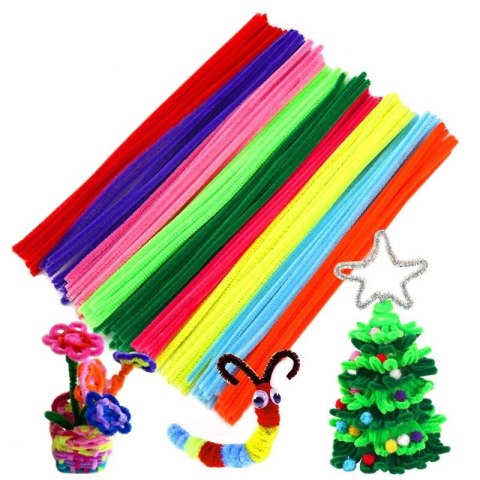 Druciki kreatywne ozdobne wyciory kolorowe mix 100szt. 30 cm NEONOWE V3