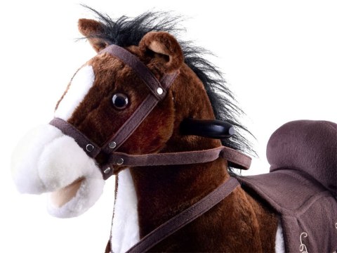 Duży konik brązowy koń na biegunach rży + ruchomy ogon i pysk ZA0052CI