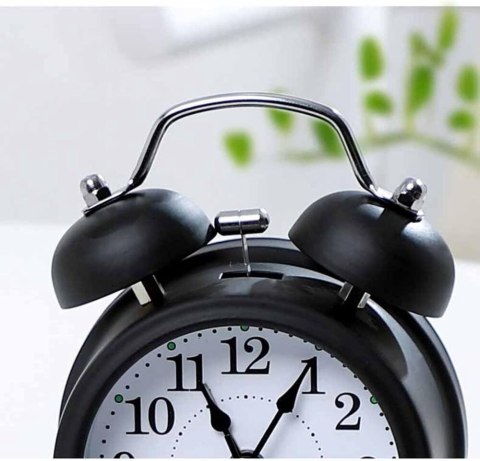 Duży retro budzik tradycyjny czytelny analog zegarek alarm zegar czarny O9