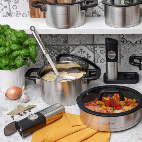 Dwa młynki grawitacyjne z akumulatorem - komplet młynków do przypraw Starke Pro Magna 2 sztuki