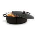 Gęsiarka wielozadaniowa brytfanna do pieczenia z powłoką emaliowaną - owalny garnek żeliwny 6,5 l owalna czarna