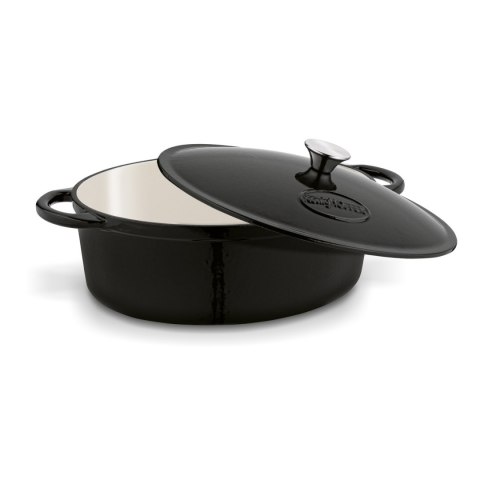 Gęsiarka wielozadaniowa brytfanna do pieczenia z powłoką emaliowaną - owalny garnek żeliwny 6,5 l owalna czarna