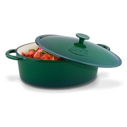 Gęsiarka żeliwna emaliowana 6,4 l 32,5 x 25 x 11,8 cm owalna szmaragdowa