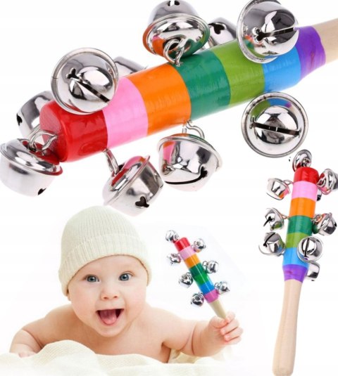 Grzechotka drewniane janczary dzwoneczki instrument muzyczny dla dzieci PID1629