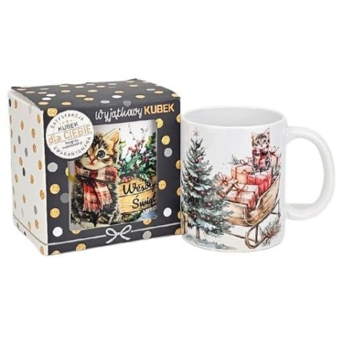 Kubek świąteczny w opakowaniu mikołajki Boże Narodzenie - KOT ŚWIĘTA