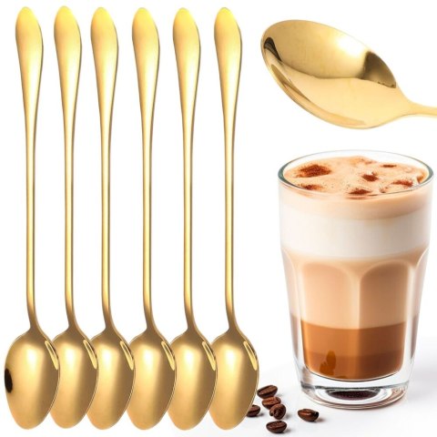 Łyżeczki do kawy latte deserów lodów długie deserowe łyżeczka 6szt. złote