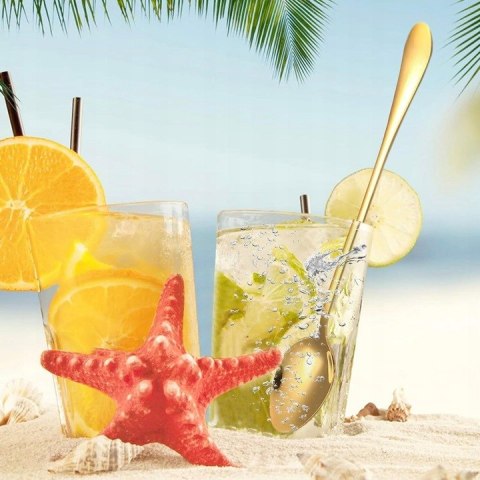 Łyżeczki do kawy latte deserów lodów długie deserowe łyżeczka 6szt. złote