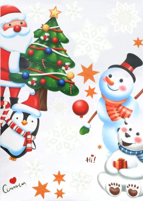 Naklejka na szybę na okno świąteczna dekoracyjna Mikołaj święta zestaw XXL mix