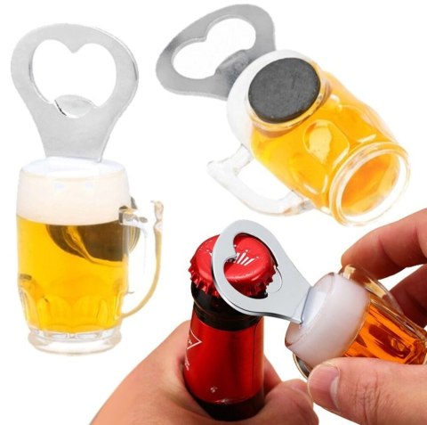 Otwieracz do butelek piwa kapsli ozdobny magnes na lodówkę 2w1 KUFEL