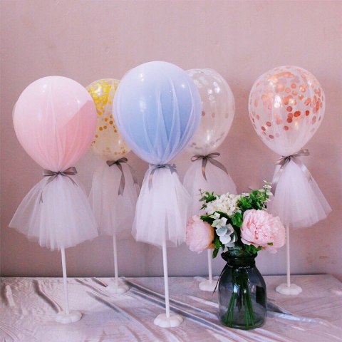 Patyczki do balonów z koszyczkami zatyczkami długie 10szt. 085