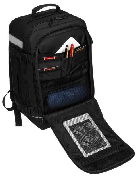 Plecak podróżny w czarnym kolorze z wygodnym uchwytem na walizkę - Peterson PTN PP-TOK2-P-9013 B