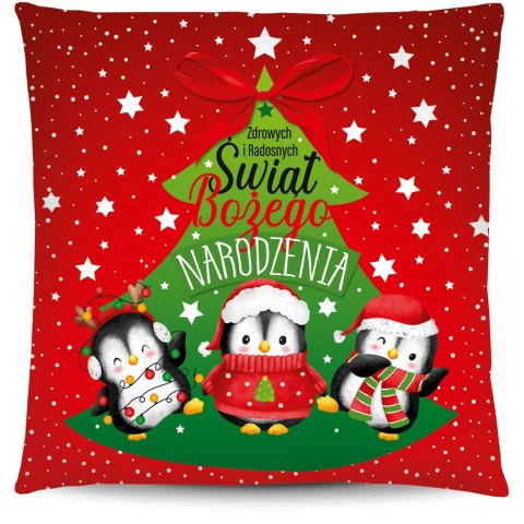 Poduszka świąteczna Boże Narodzenie PINGWINY | 3335BN4