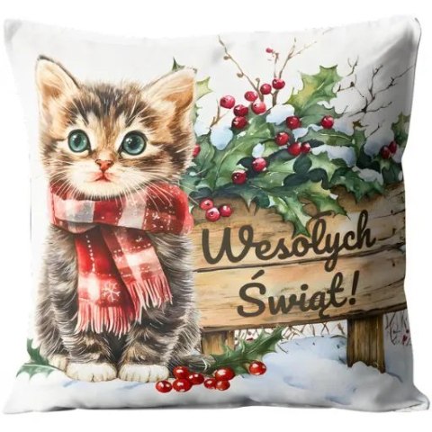 Poduszka świąteczna na mikołajki Boże Narodzenie - KOT ŚWIĘTA