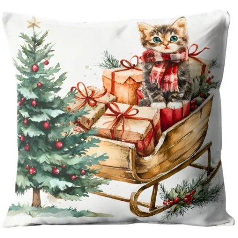 Poduszka świąteczna na mikołajki Boże Narodzenie - KOT ŚWIĘTA