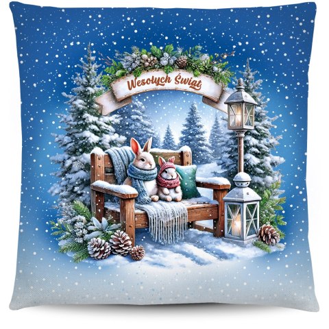 Poduszka świąteczna na mikołajki Boże Narodzenie - ZAJĄCE