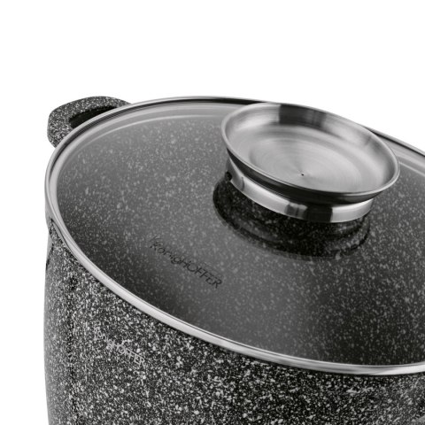 Pojemny garnek na indukcję z powłoką ceramiczną typu stone oraz pokrywką Konighoffer Kingstone 10 l okrągły z aromatyzerem