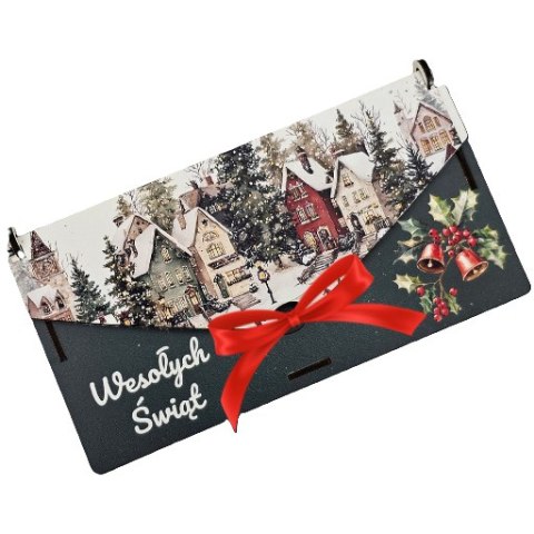 Pudełko na pieniądze świąteczne koperta prezent na mikołajki Boże Narodzenie - DOMKI ŚLIZGAWKA