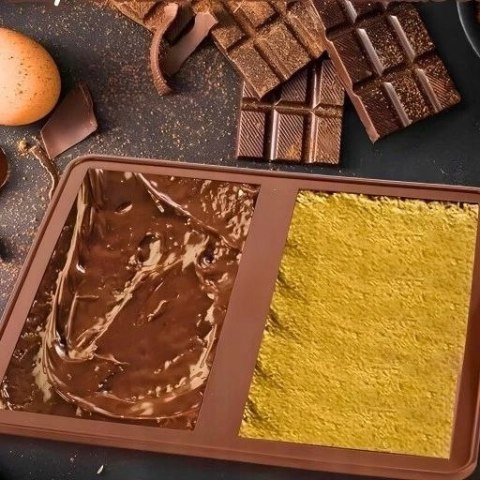 Silikonowa forma do czekolady 2w1 - domowy zestaw do tworzenia czekolady dubajskiej 21 x 19cm podwójna PID1650