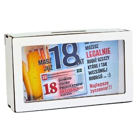 Skarbonka na 18 urodziny dla chłopaka DOWÓD