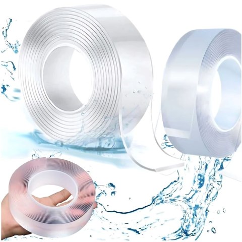Taśma dwustronna nano wodoodporna wielokrotnego użytku montażowa mocna 3 m