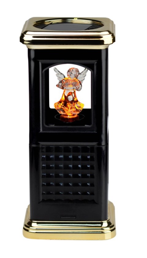 Znicz solarny czarny kapliczka aniołek