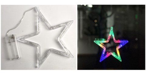Dekoracja led świecąca 19 x 18cm GWIAZDA multikolor MCI-2508M
