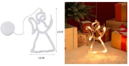 Dekoracja w okno na przyssawkę led 21 x 11cm ANIOŁ biały ciepły MCI-2518WW