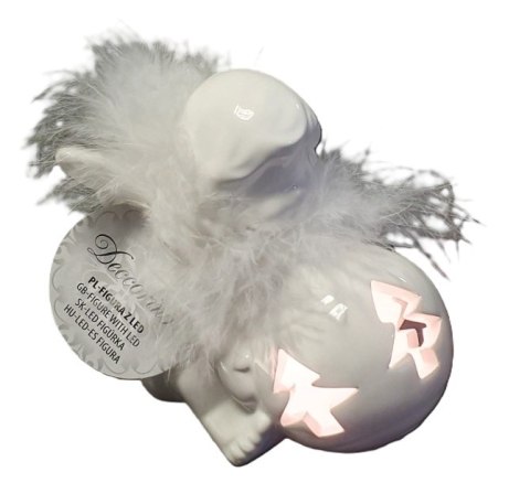 Figurka 4szt. ceramiczna anioł z LED ,8x11,5cm