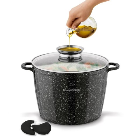 Garnek ceramiczny wysoki Konighoffer Kingstone 6,85 l okrągły z aromatyzerem i 2 nakład