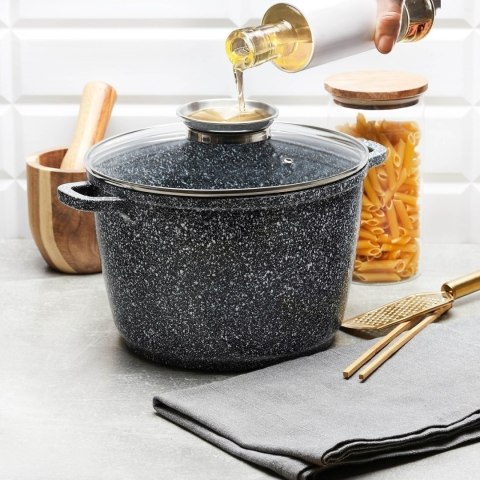 Garnek ceramiczny wysoki Konighoffer Kingstone 6,85 l okrągły z aromatyzerem i 2 nakład